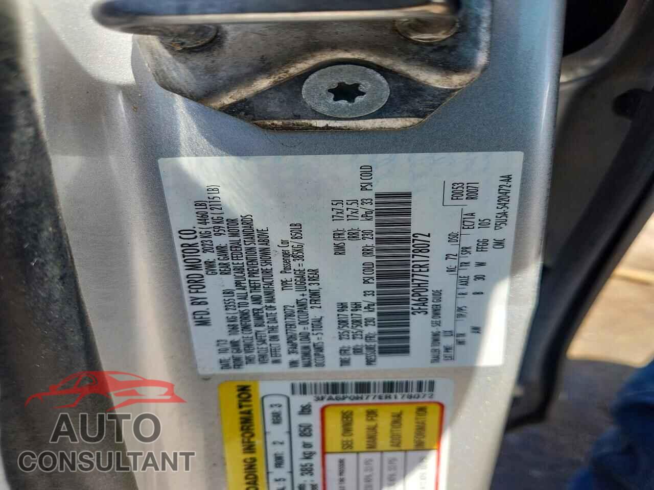 FORD FUSION 2014 - 3FA6P0H77ER178072