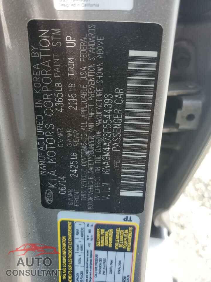 KIA OPTIMA 2015 - KNAGM4A73F5544393