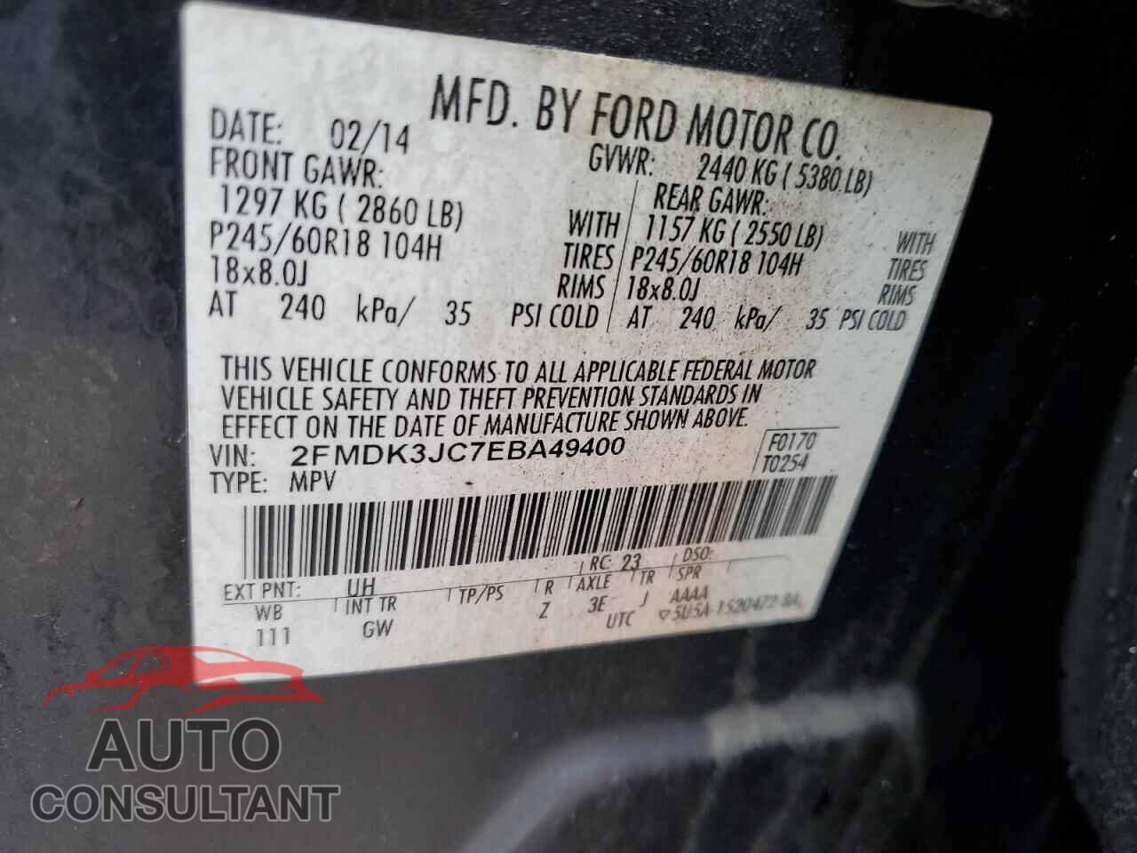 FORD EDGE 2014 - 2FMDK3JC7EBA49400