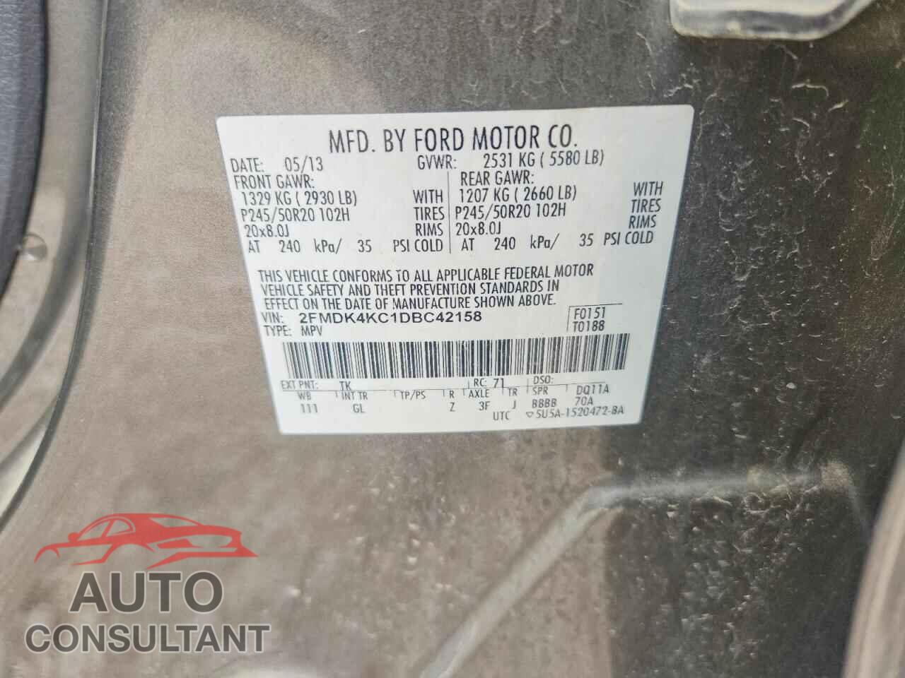 FORD EDGE 2013 - 2FMDK4KC1DBC42158