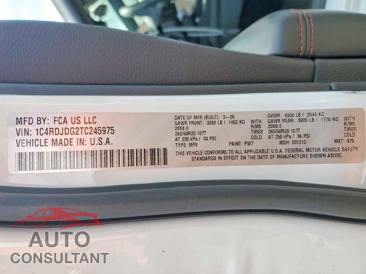 DODGE DURANGO 2026 - 1C4RDJDG2TC245975