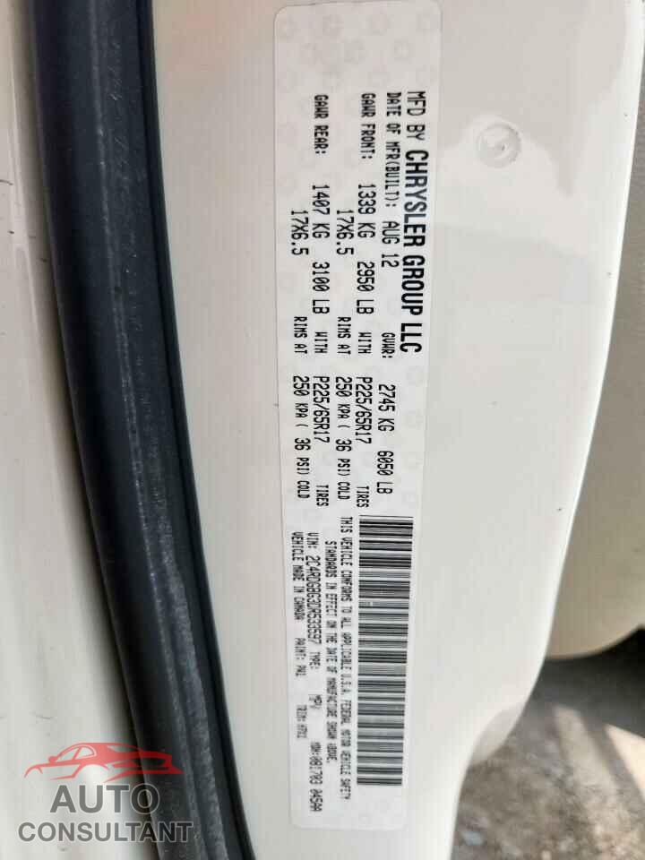 DODGE CARAVAN 2013 - 2C4RDGBG3DR533597