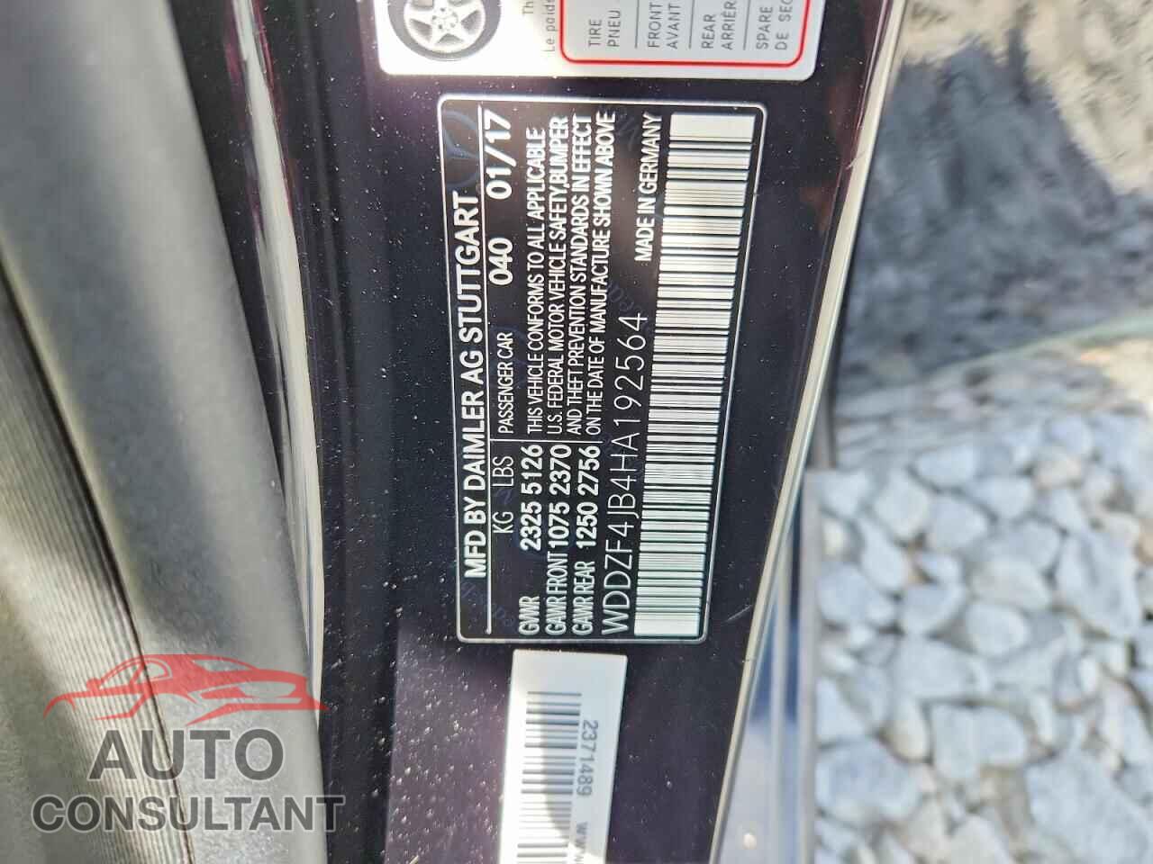 MERCEDES-BENZ E-CLASS 2017 - WDDZF4JB4HA192564