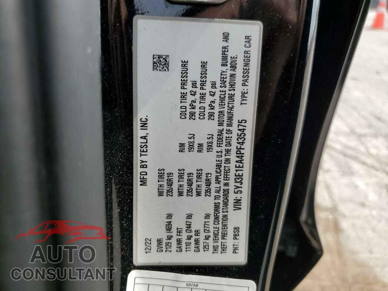 TESLA MODEL 3 2023 - 5YJ3E1EA4PF435475