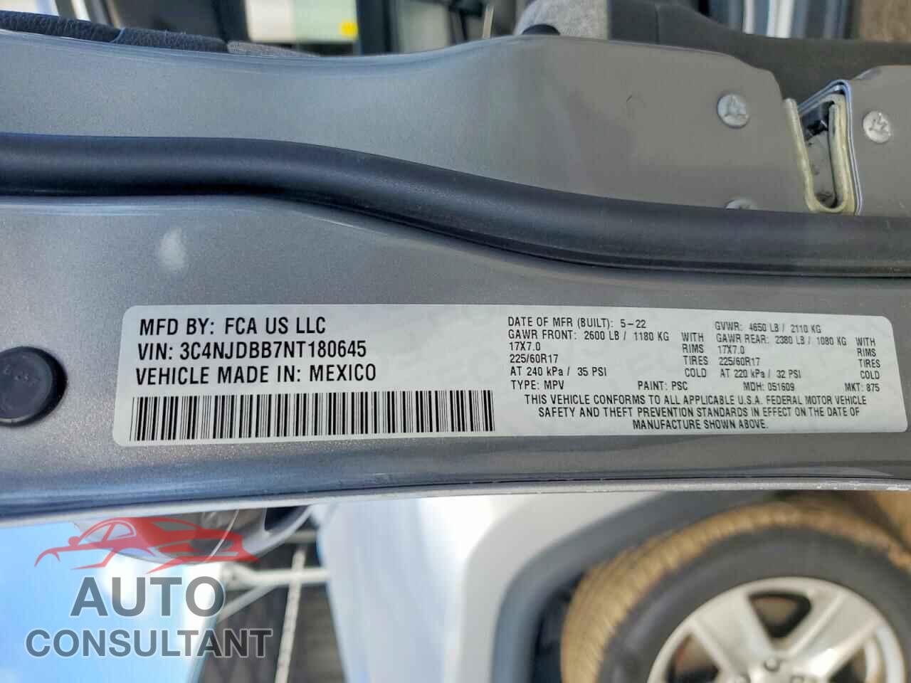 JEEP COMPASS 2022 - 3C4NJDBB7NT180645