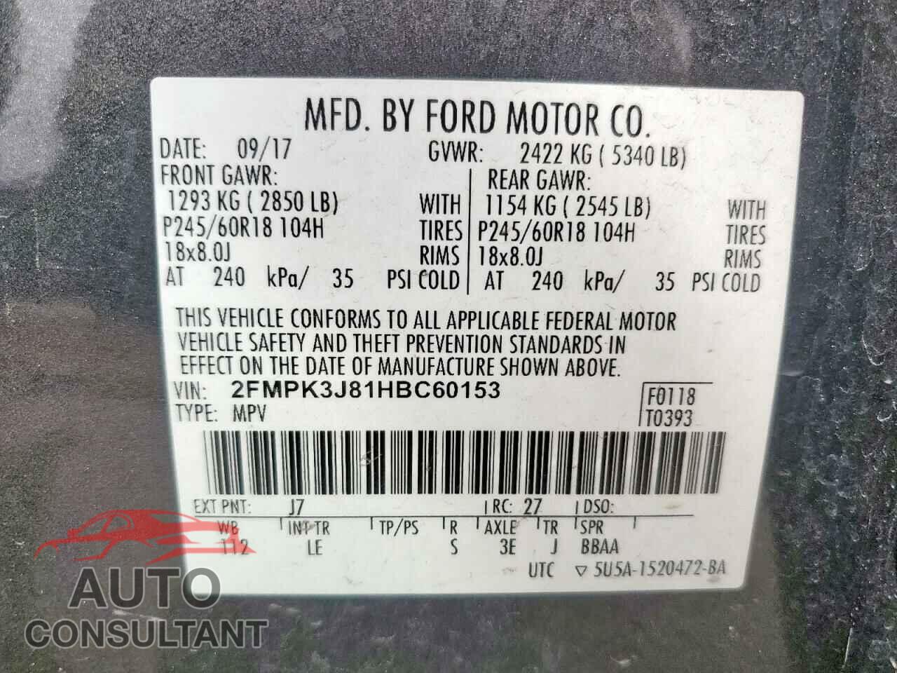 FORD EDGE 2017 - 2FMPK3J81HBC60153