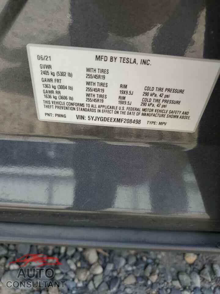 TESLA MODEL Y 2021 - 5YJYGDEEXMF208498