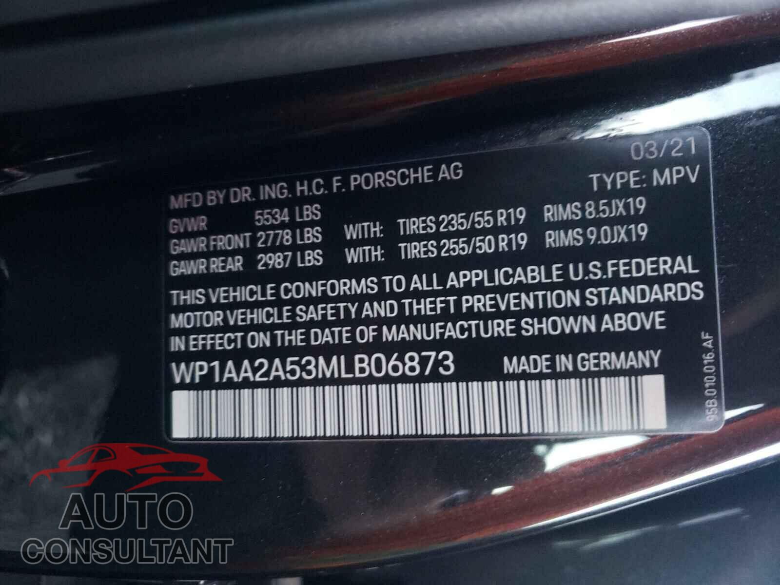 PORSCHE MACAN 2021 - WP1AA2A53MLB06873