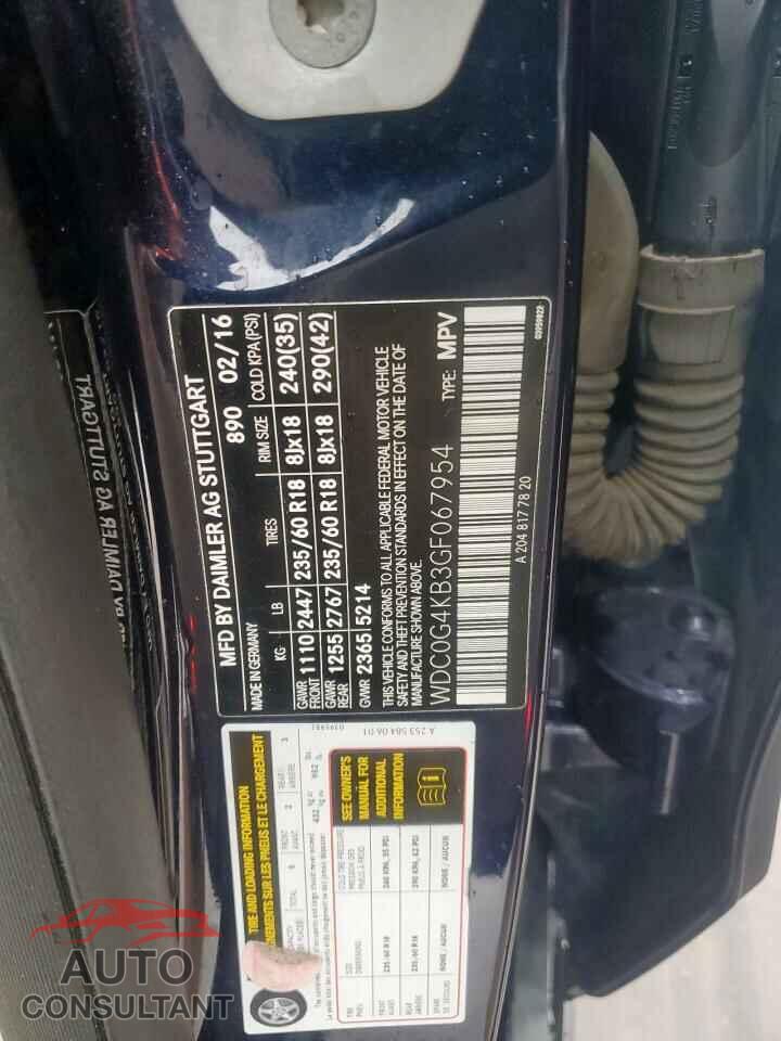MERCEDES-BENZ GLC-CLASS 2016 - WDC0G4KB3GF067954