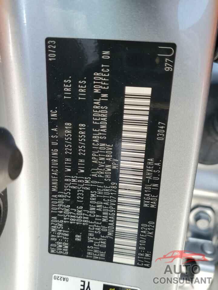 TOYOTA COROLLA CR 2023 - 7MUDAAAG9PV071789