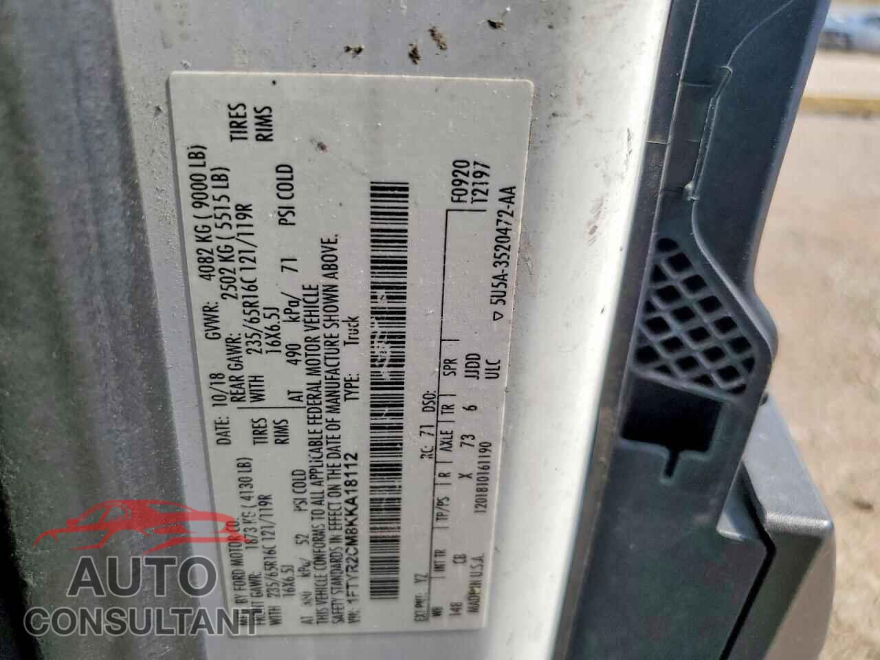 FORD TRANSIT 2019 - 1FTYR2CM8KKA18112