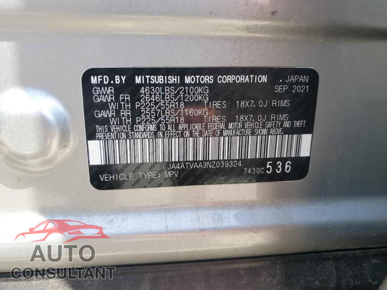 MITSUBISHI ECLIPSE 2022 - JA4ATVAA3NZ039324
