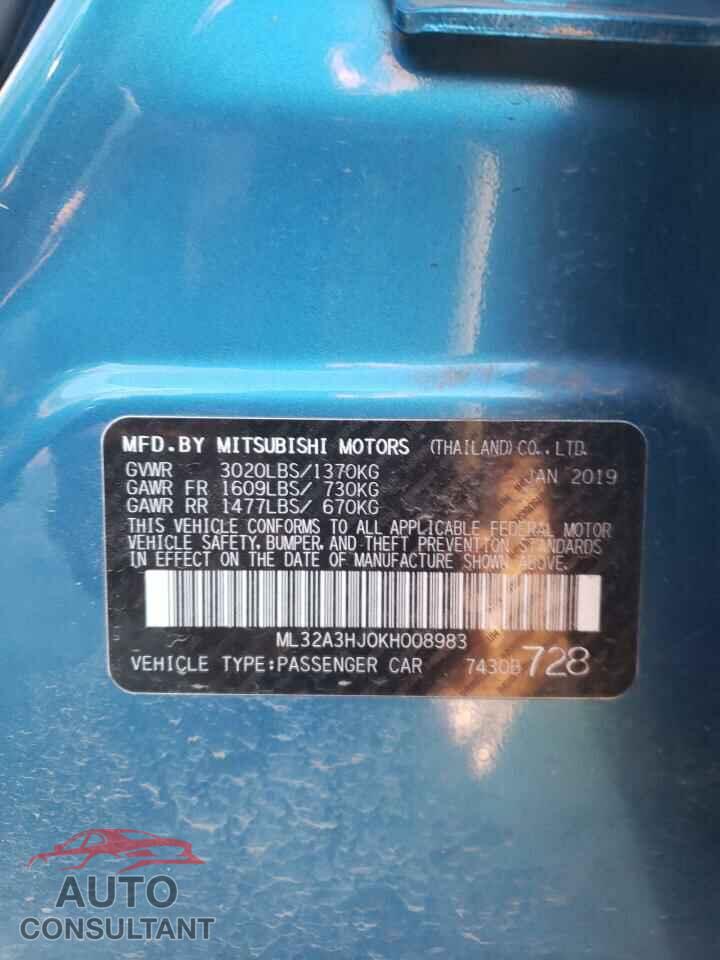 MITSUBISHI MIRAGE 2019 - ML32A3HJ0KH008983
