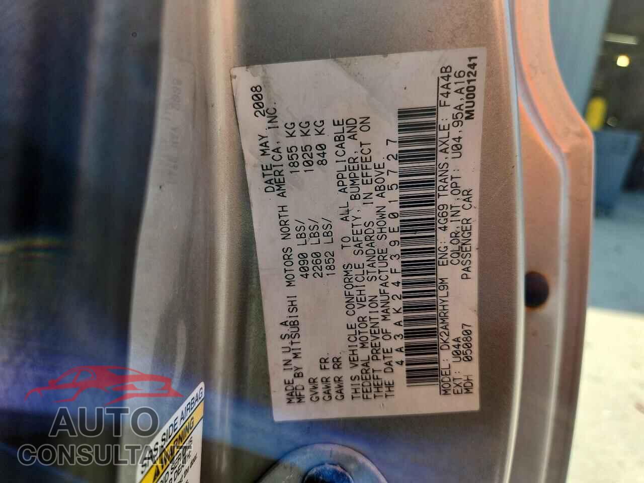 MITSUBISHI ECLIPSE 2009 - 4A3AK24F39E015727