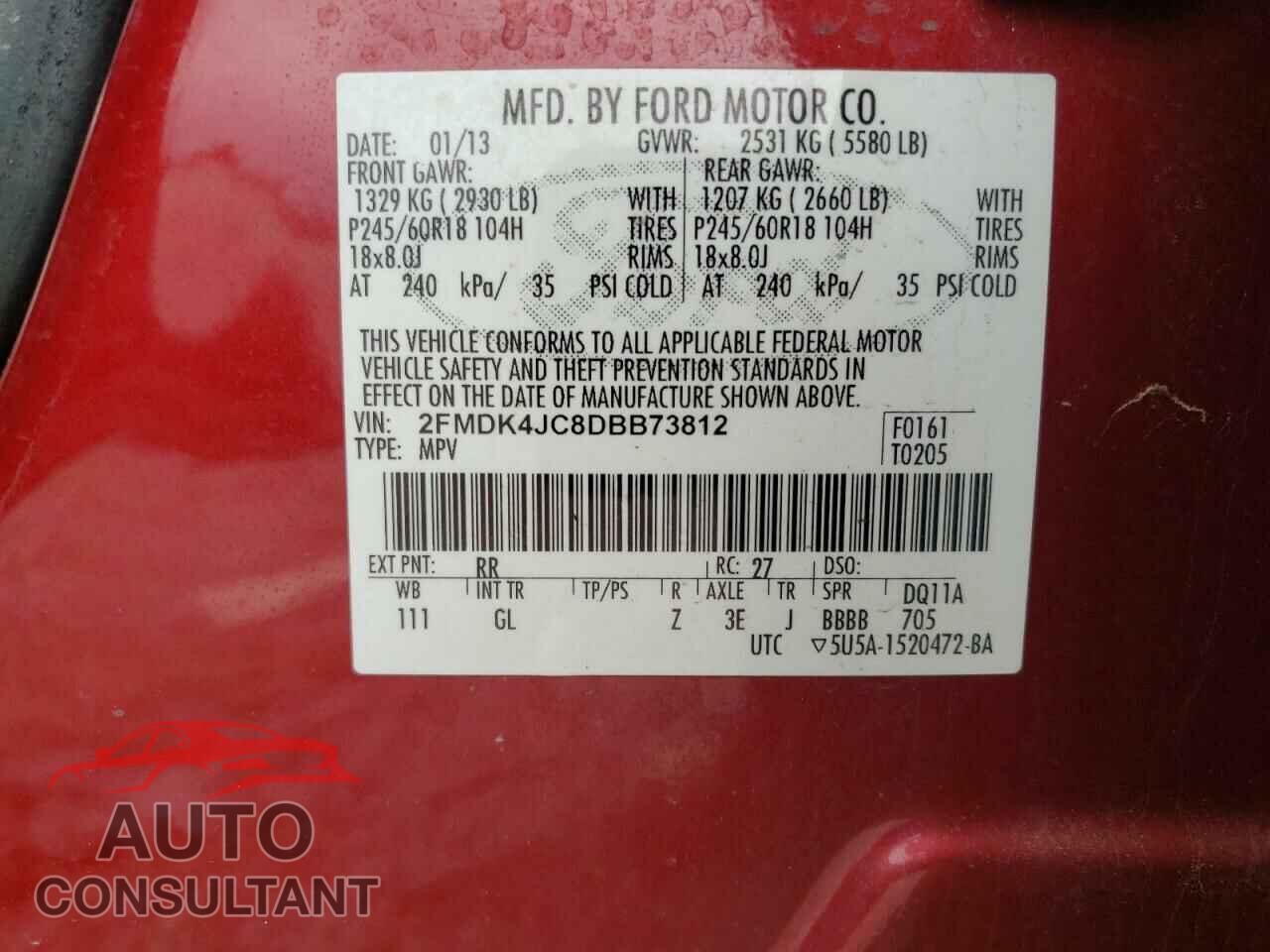 FORD EDGE 2013 - 2FMDK4JC8DBB73812