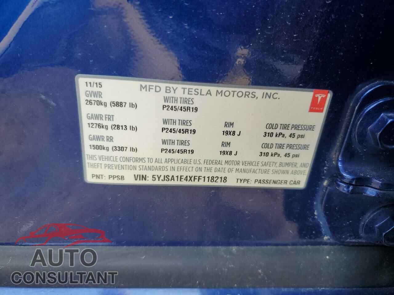 TESLA MODEL S 2015 - 5YJSA1E4XFF118218