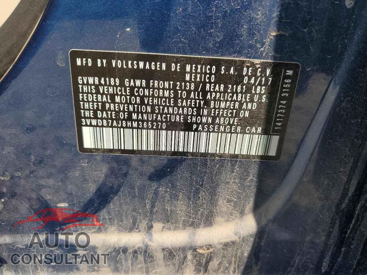 VOLKSWAGEN JETTA 2017 - 3VWDB7AJ8HM365270