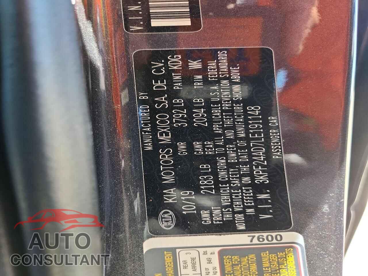 KIA FORTE 2020 - 3KPF24AD7LE191148