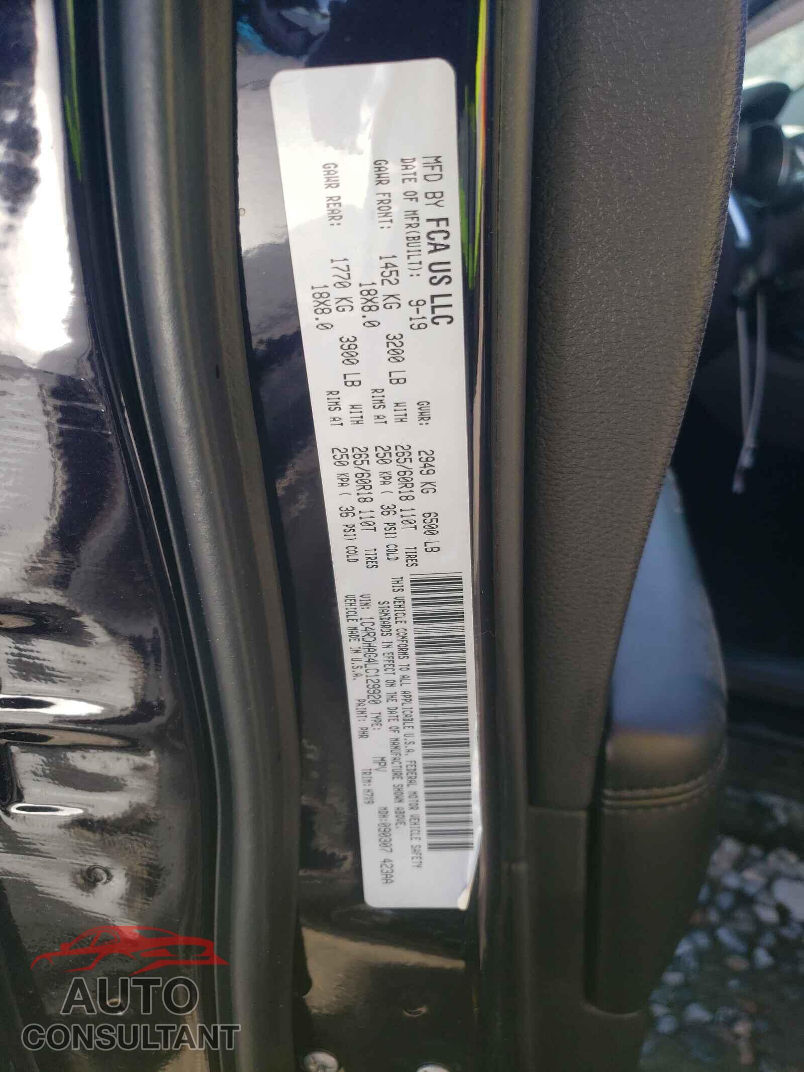 DODGE DURANGO 2020 - 1C4RDHAG4LC129920
