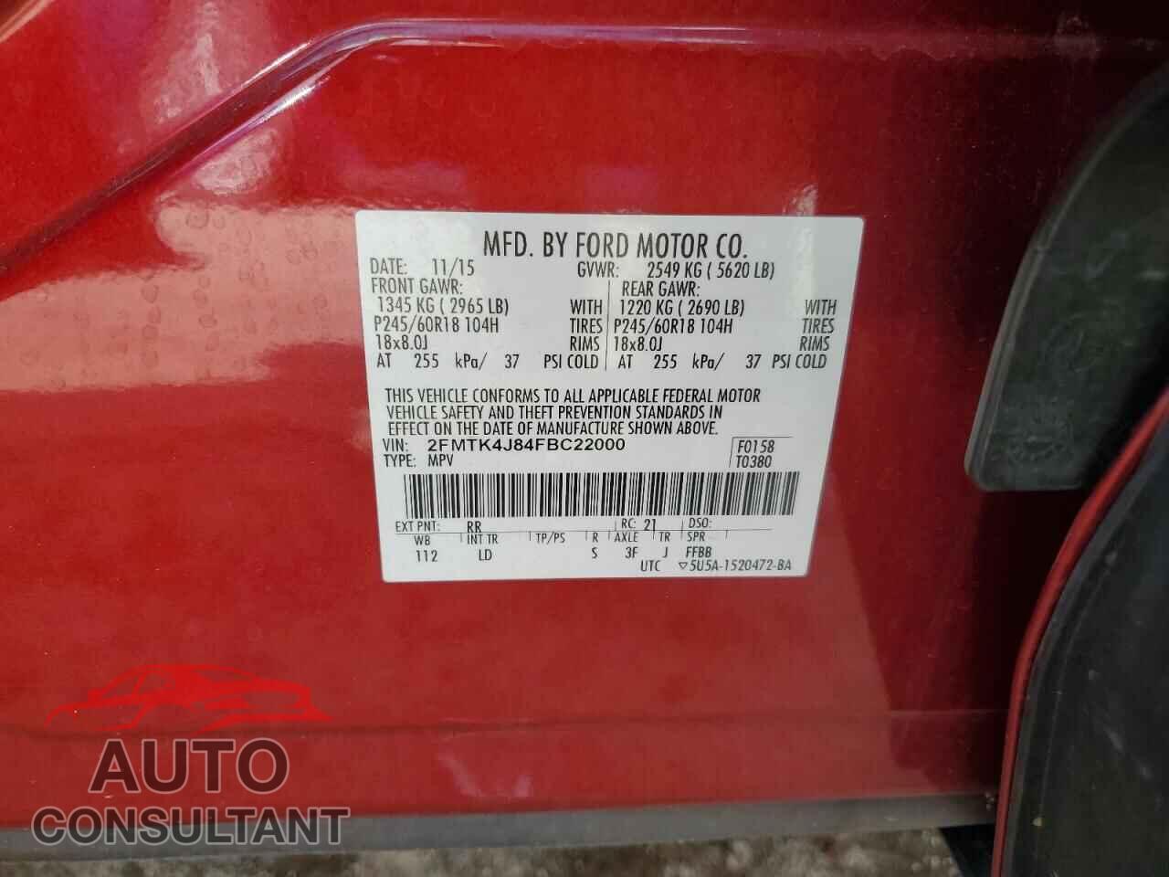 FORD EDGE 2015 - 2FMTK4J84FBC22000