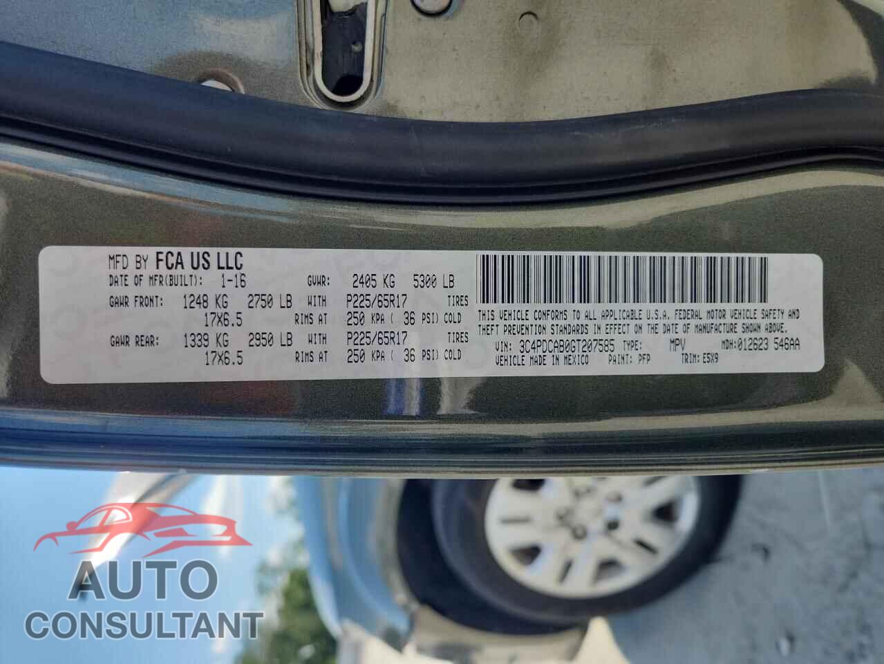 DODGE JOURNEY 2016 - 3C4PDCAB0GT207585