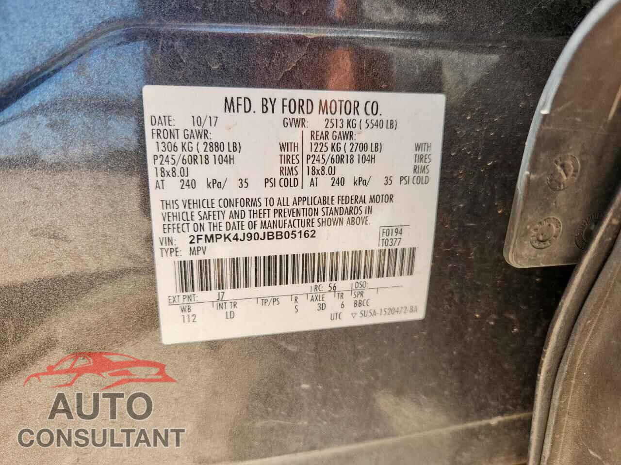 FORD EDGE 2018 - 2FMPK4J90JBB05162
