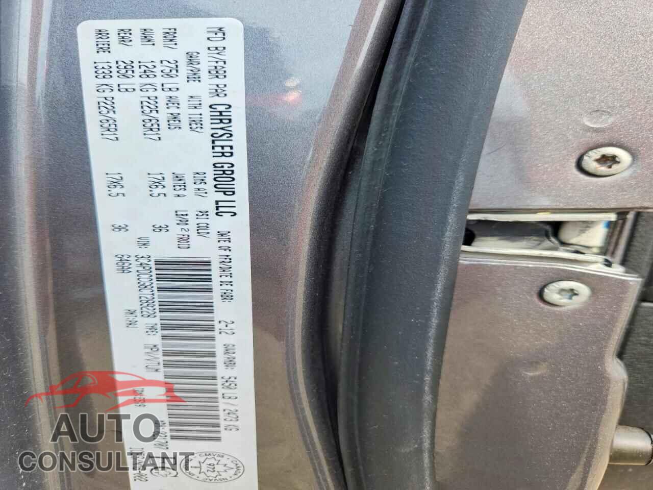DODGE JOURNEY 2012 - 3C4PDCCG8CT289228