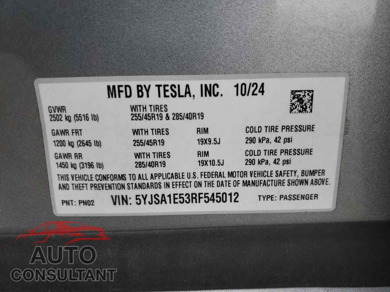 TESLA MODEL S 2024 - 5YJSA1E53RF545012