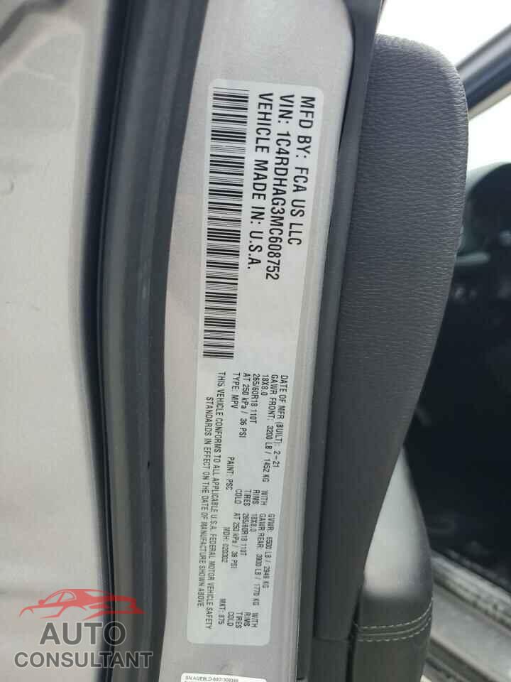 DODGE DURANGO 2021 - 1C4RDHAG3MC608752