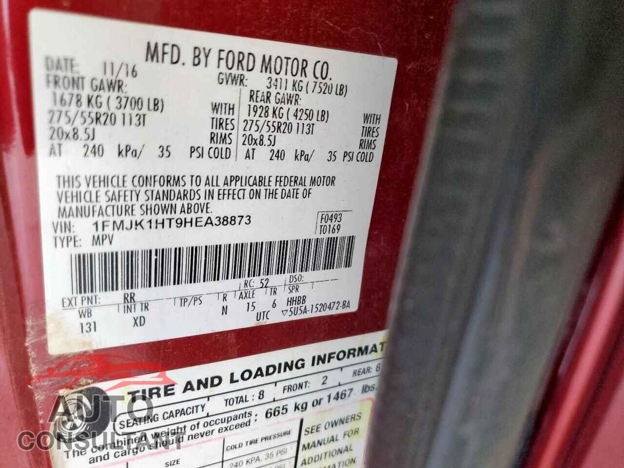 FORD EXPEDITION 2017 - 1FMJK1HT9HEA38873