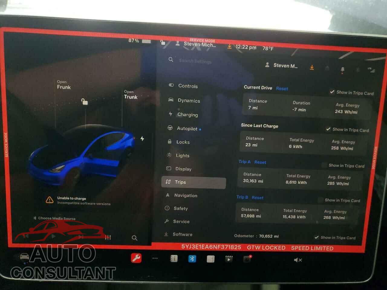 TESLA MODEL 3 2022 - 5YJ3E1EA6NF371825