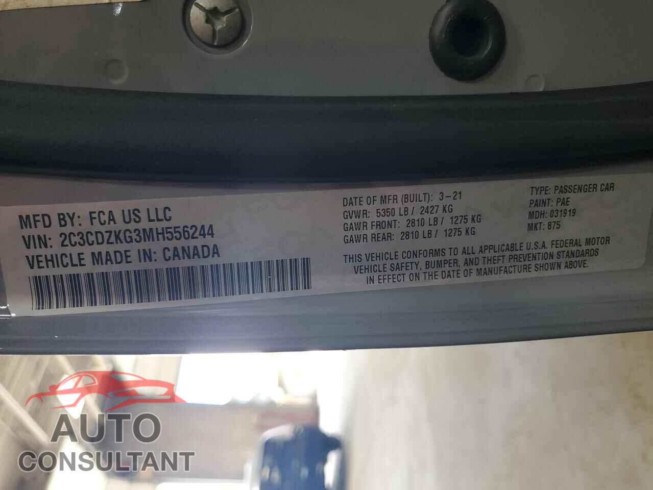DODGE CHALLENGER 2021 - 2C3CDZKG3MH556244