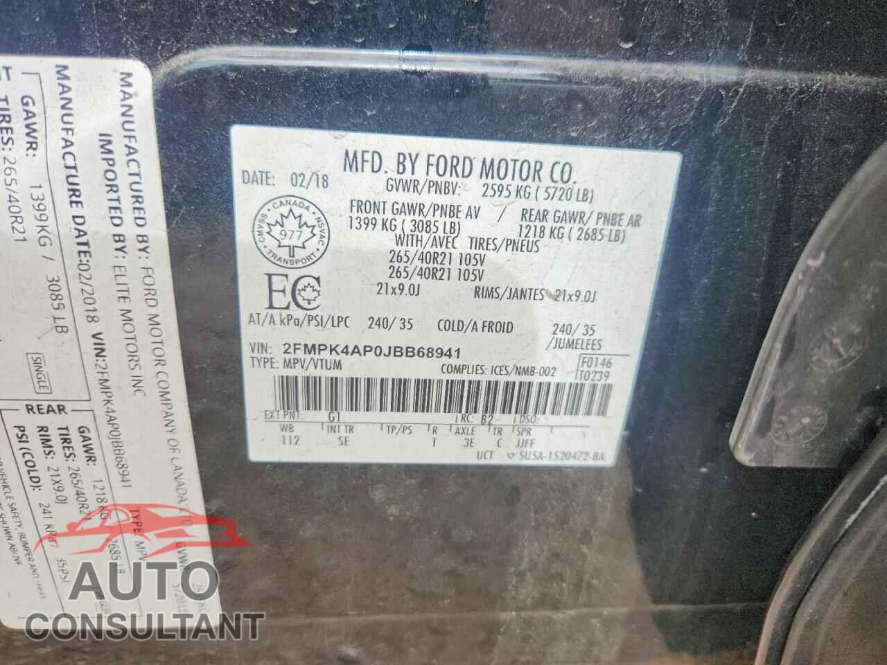 FORD EDGE 2018 - 2FMPK4AP0JBB68941