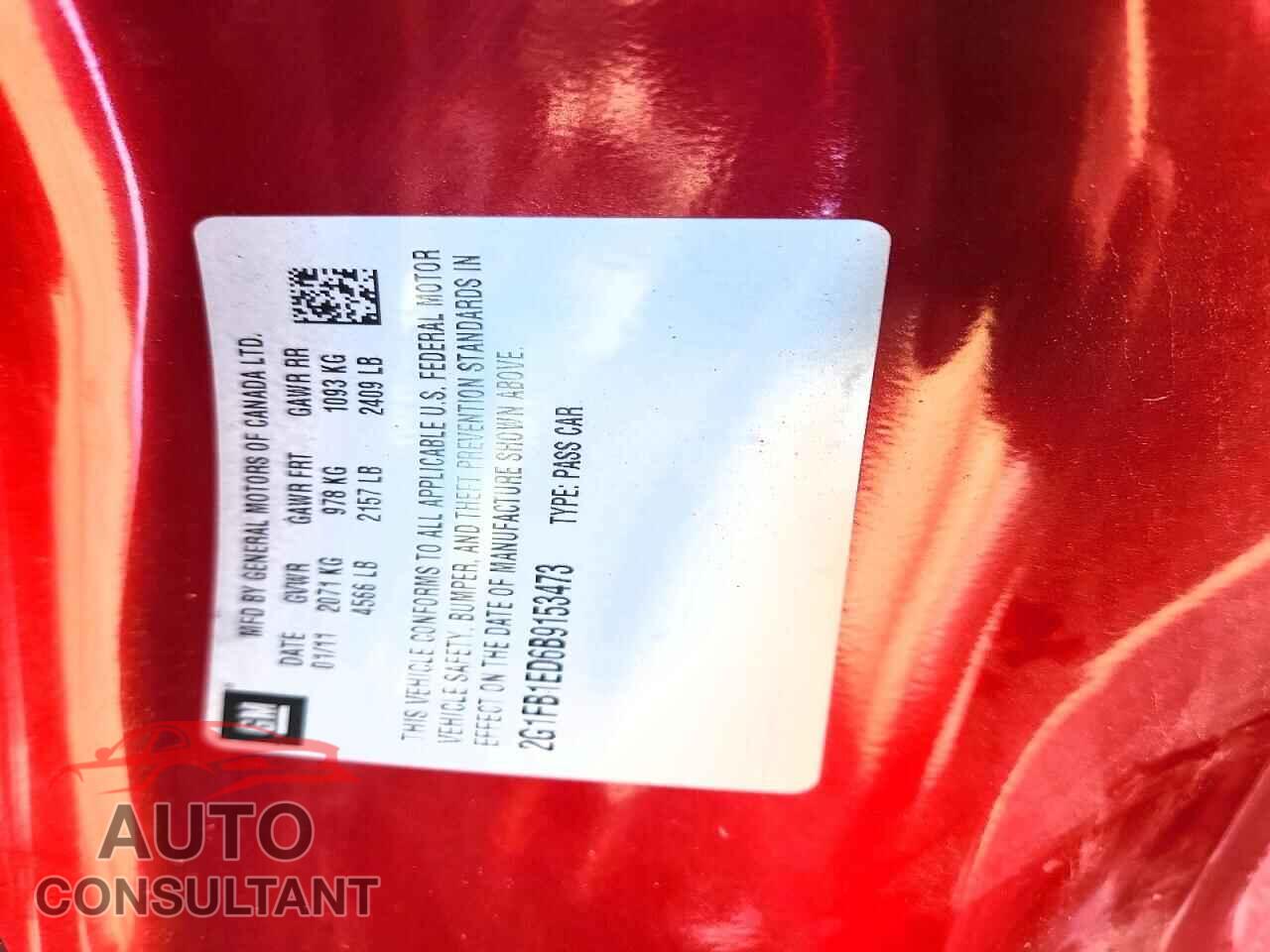 CHEVROLET CAMARO 2011 - 2G1FB1ED6B9153473