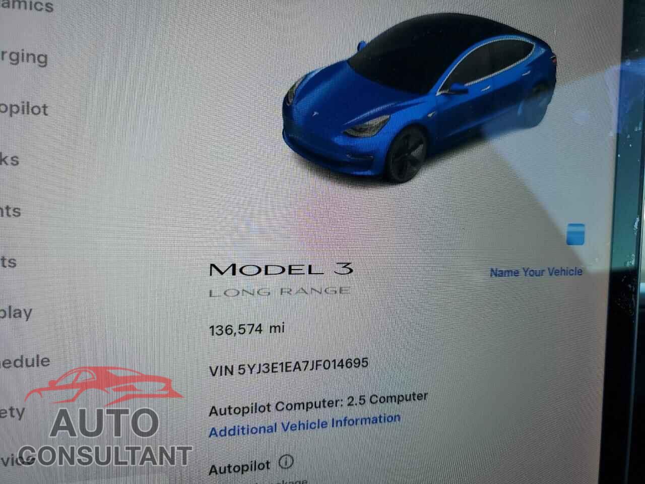 TESLA MODEL 3 2018 - 5YJ3E1EA7JF014695