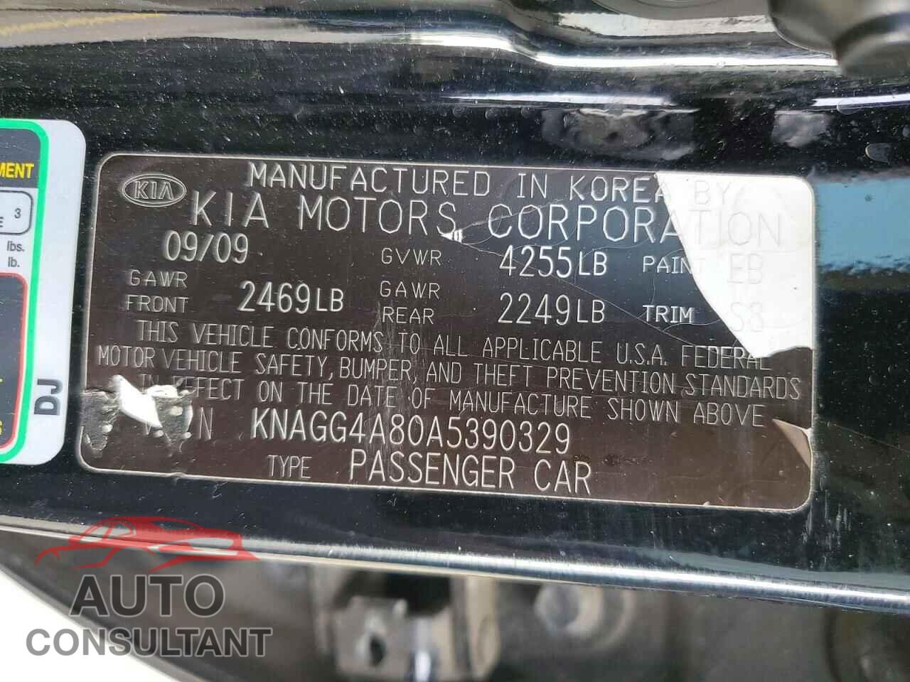 KIA OPTIMA 2010 - KNAGG4A80A5390329