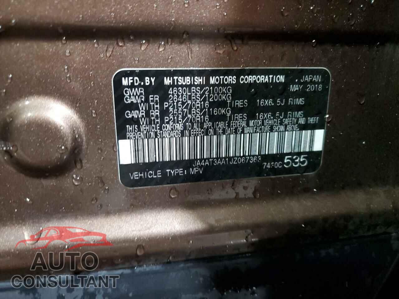 MITSUBISHI ECLIPSE 2018 - JA4AT3AA1JZ067363