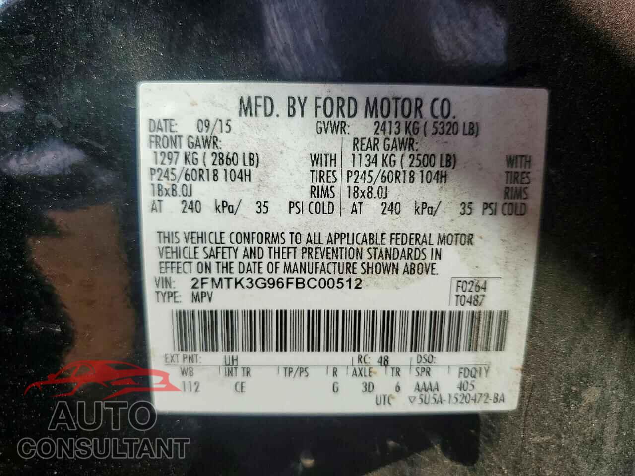 FORD EDGE 2015 - 2FMTK3G96FBC00512
