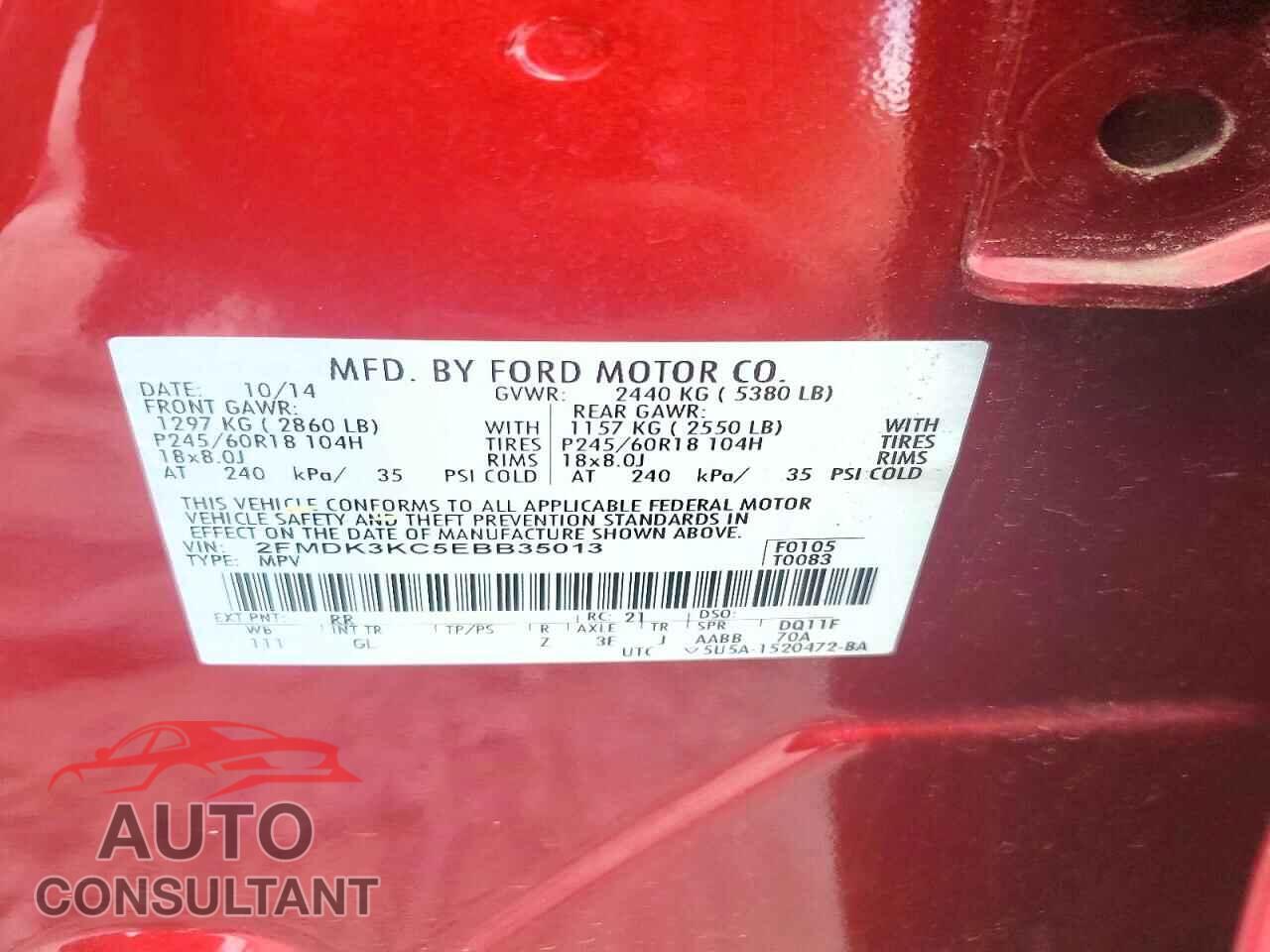 FORD EDGE 2014 - 2FMDK3KC5EBB35013
