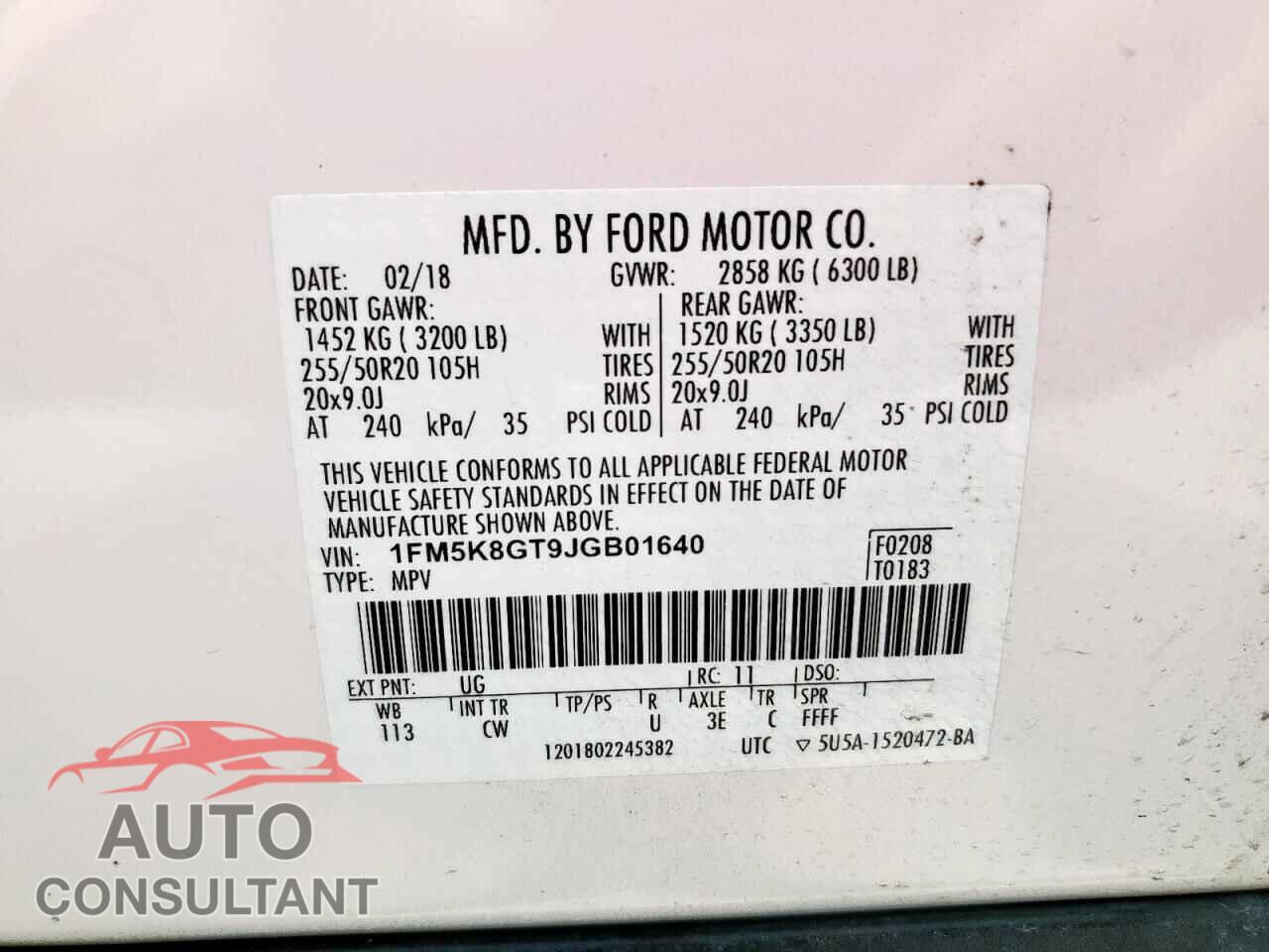 FORD EXPLORER 2018 - 1FM5K8GT9JGB01640