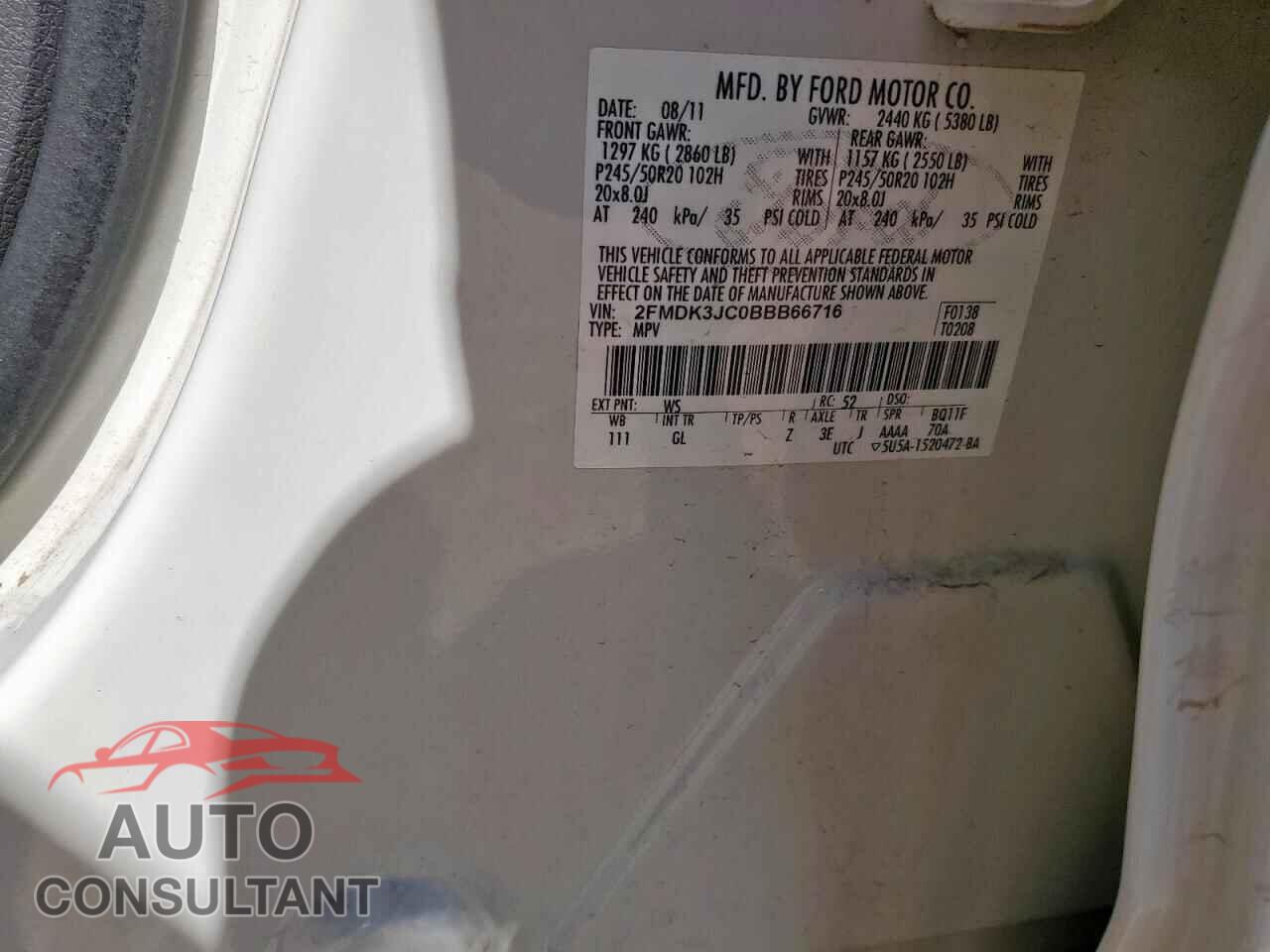 FORD EDGE 2011 - 2FMDK3JC0BBB66716