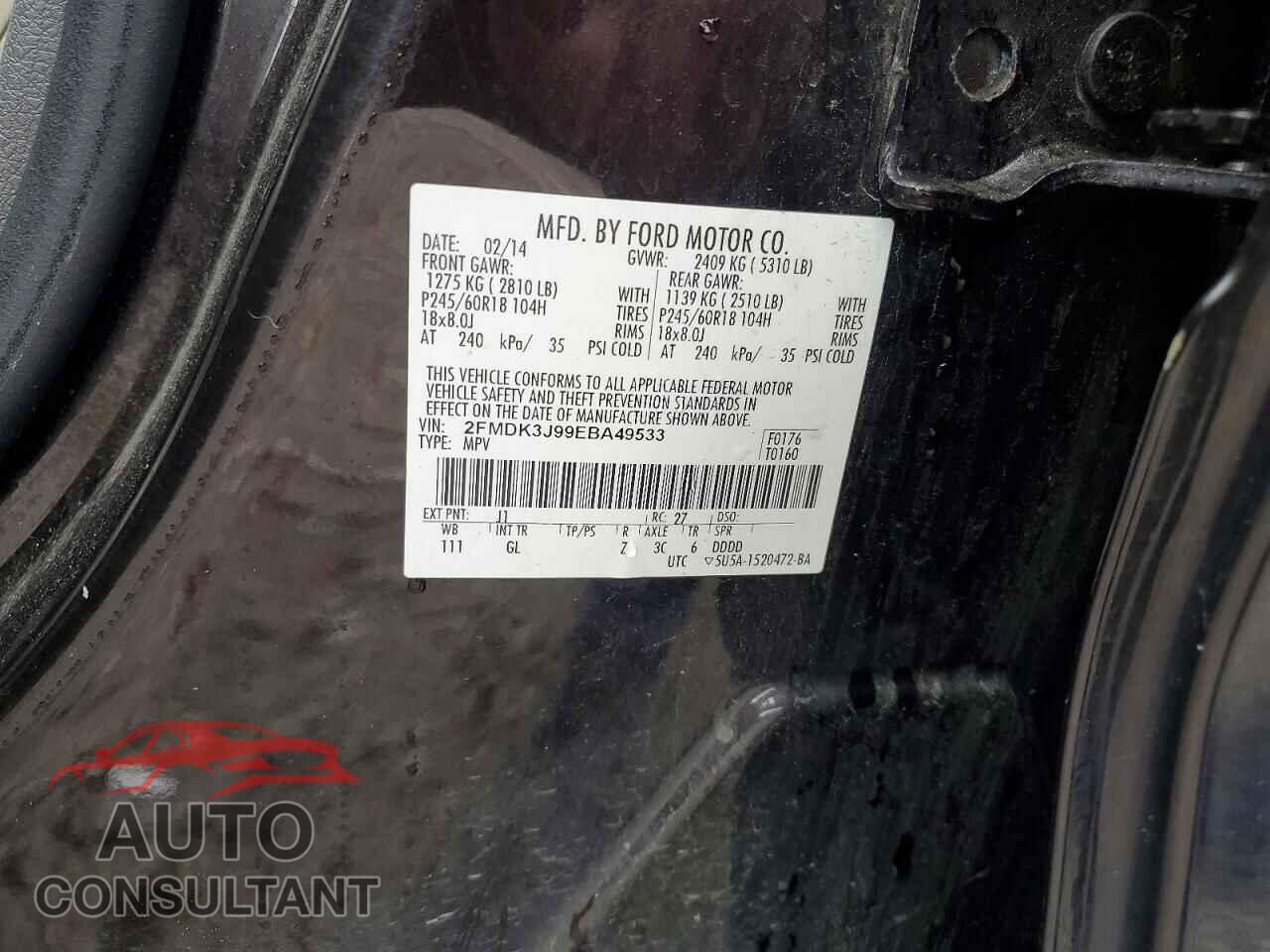 FORD EDGE 2014 - 2FMDK3J99EBA49533