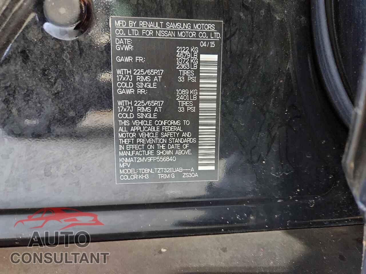NISSAN ROGUE 2015 - KNMAT2MV9FP556840
