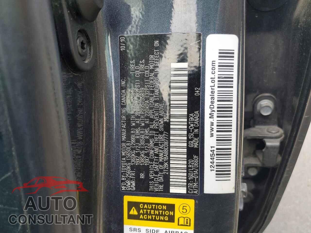 LEXUS RX350 2011 - 2T2BK1BA8BC087777