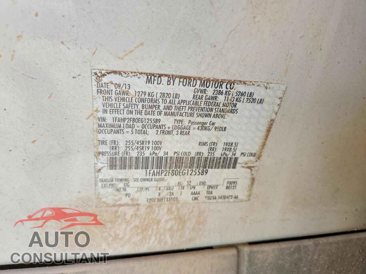 FORD TAURUS 2014 - 1FAHP2F80EG125589