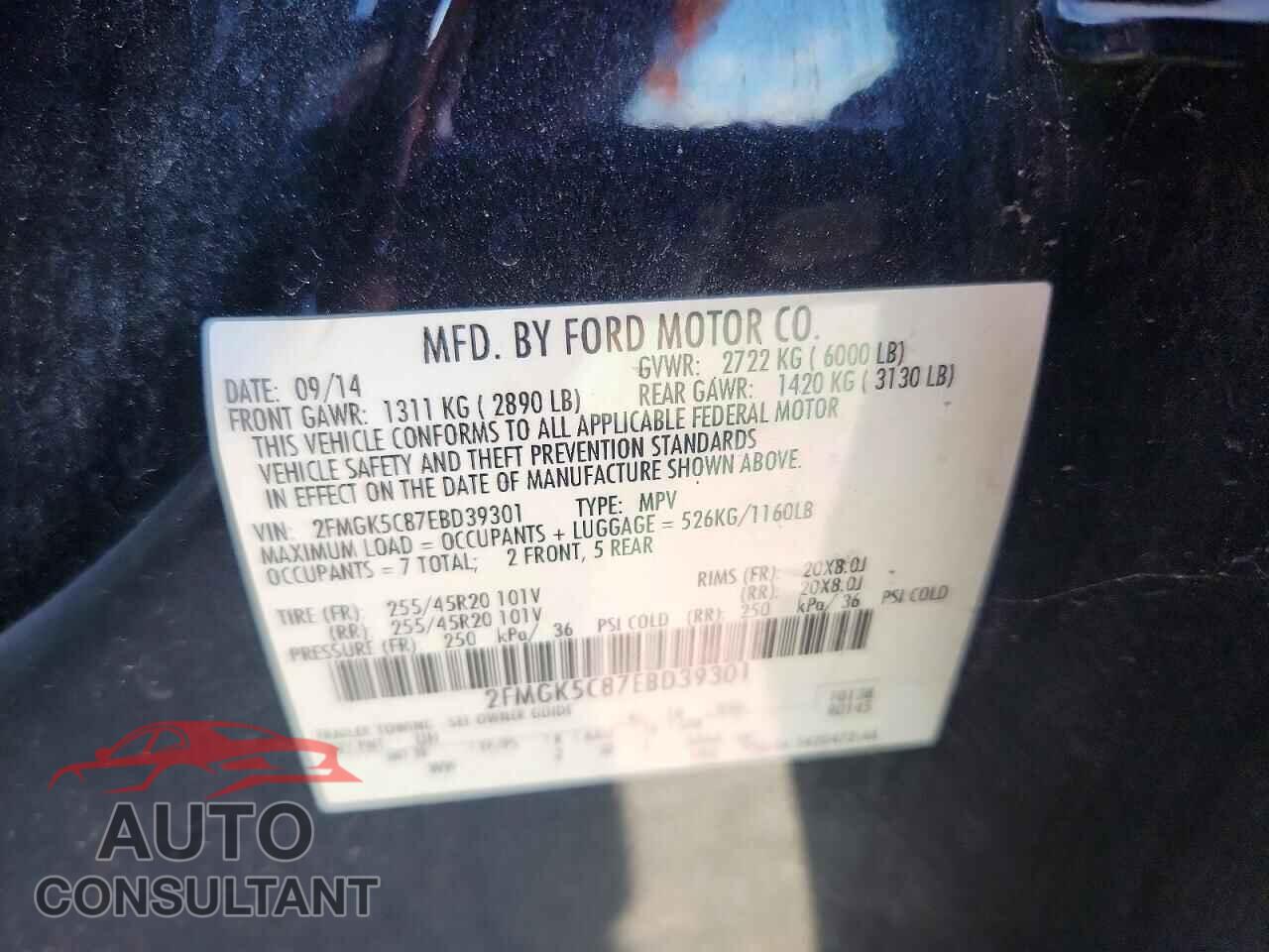 FORD FLEX 2014 - 2FMGK5C87EBD39301