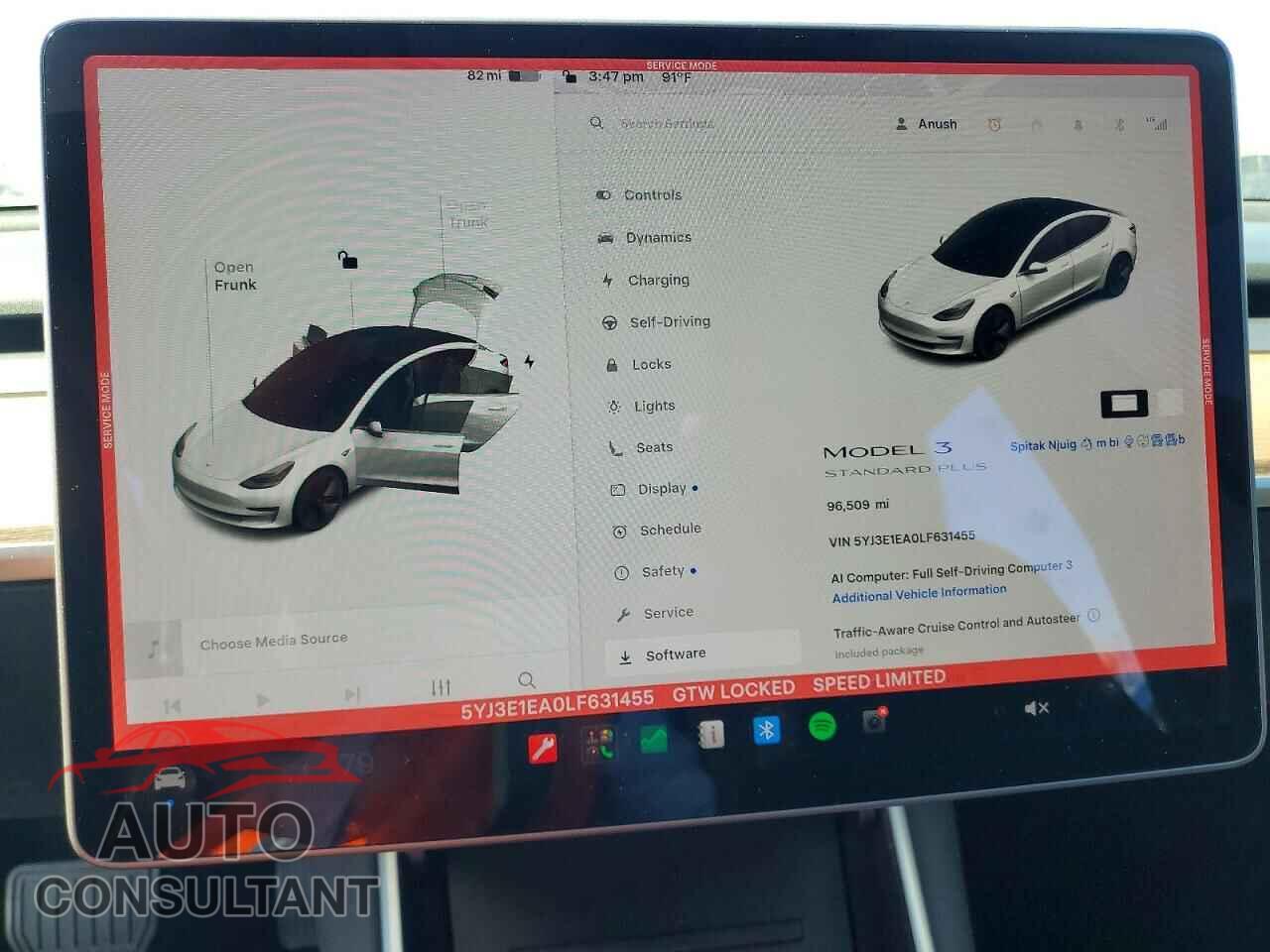 TESLA MODEL 3 2020 - 5YJ3E1EA0LF631455