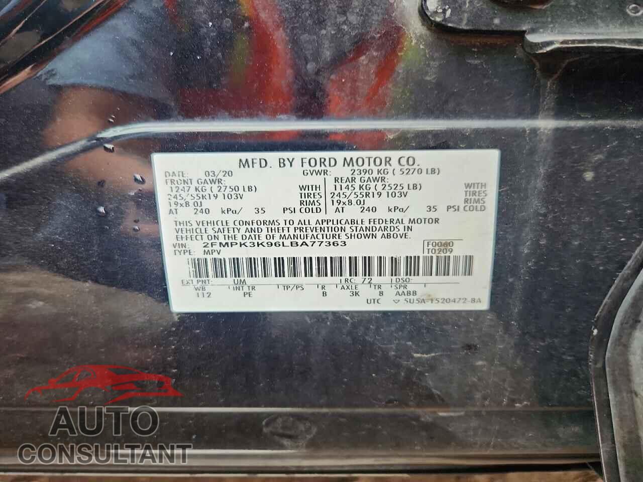 FORD EDGE 2020 - 2FMPK3K96LBA77363
