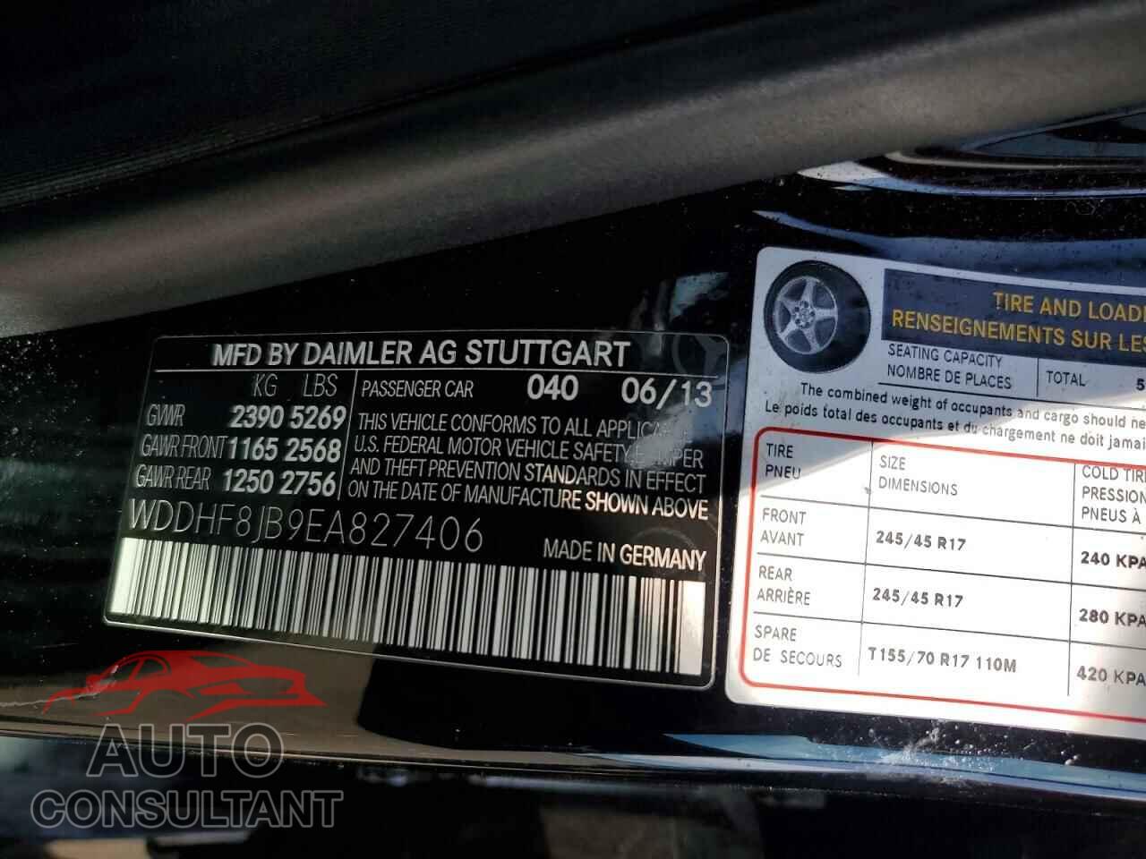 MERCEDES-BENZ E-CLASS 2014 - WDDHF8JB9EA827406