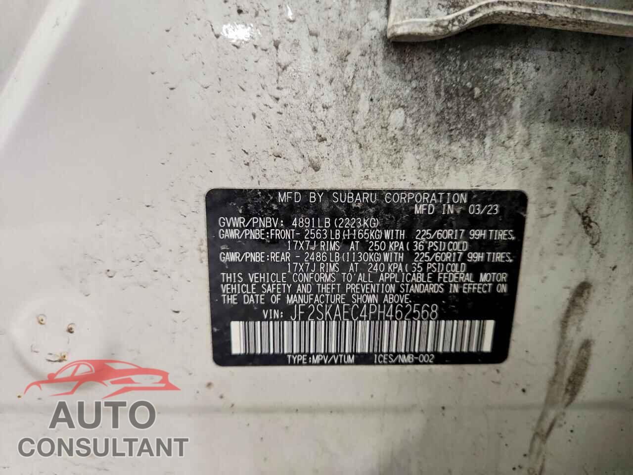 SUBARU FORESTER 2023 - JF2SKAEC4PH462568
